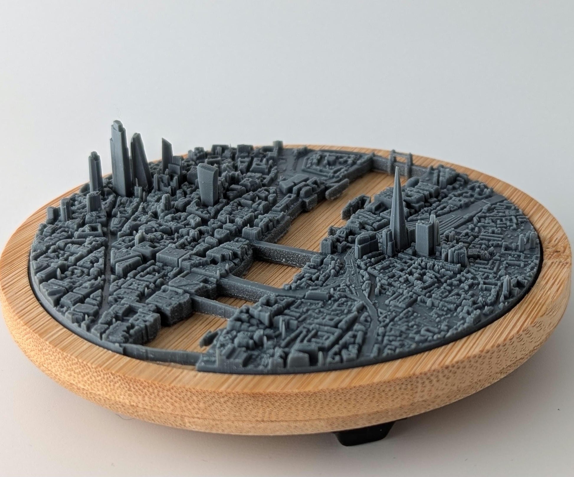 London City - 3D Printed Resin Model in Wooden Frame Layered Landscape