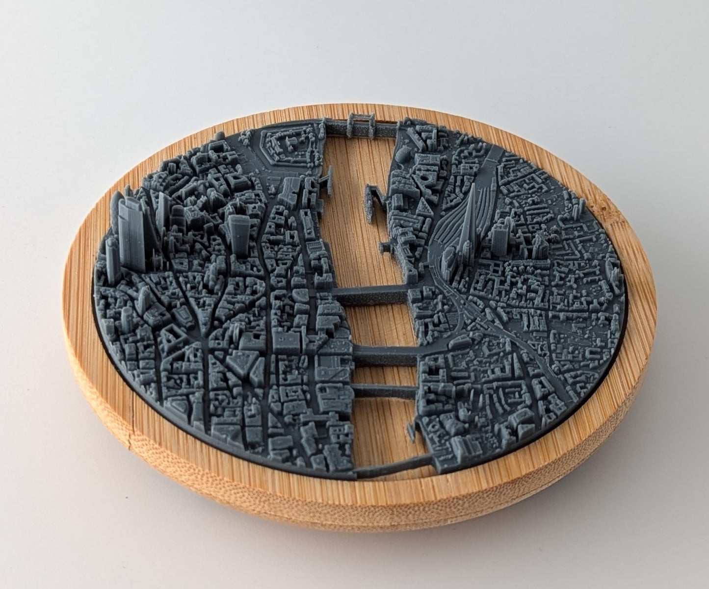 London City - 3D Printed Resin Model in Wooden Frame Layered Landscape